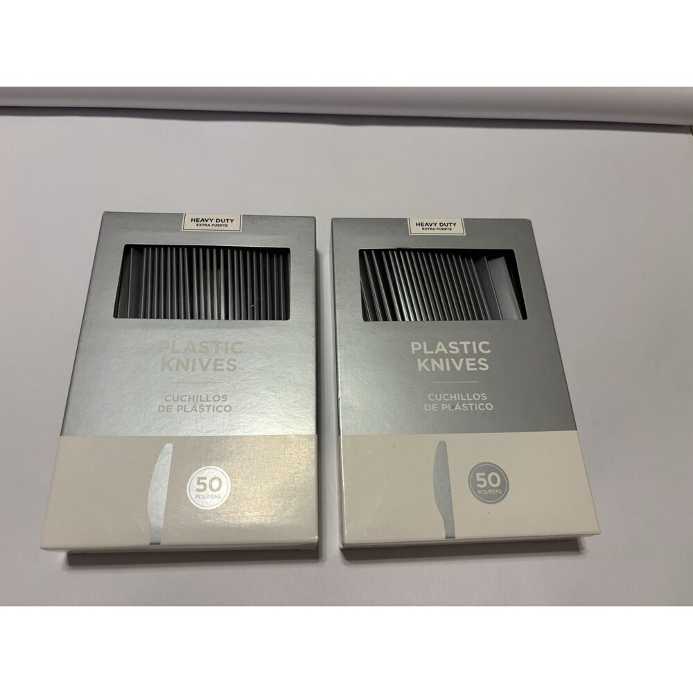 100 Silver Amscan Premium Heavy Duty Reusable Dishwasher Safe Plastic Knives